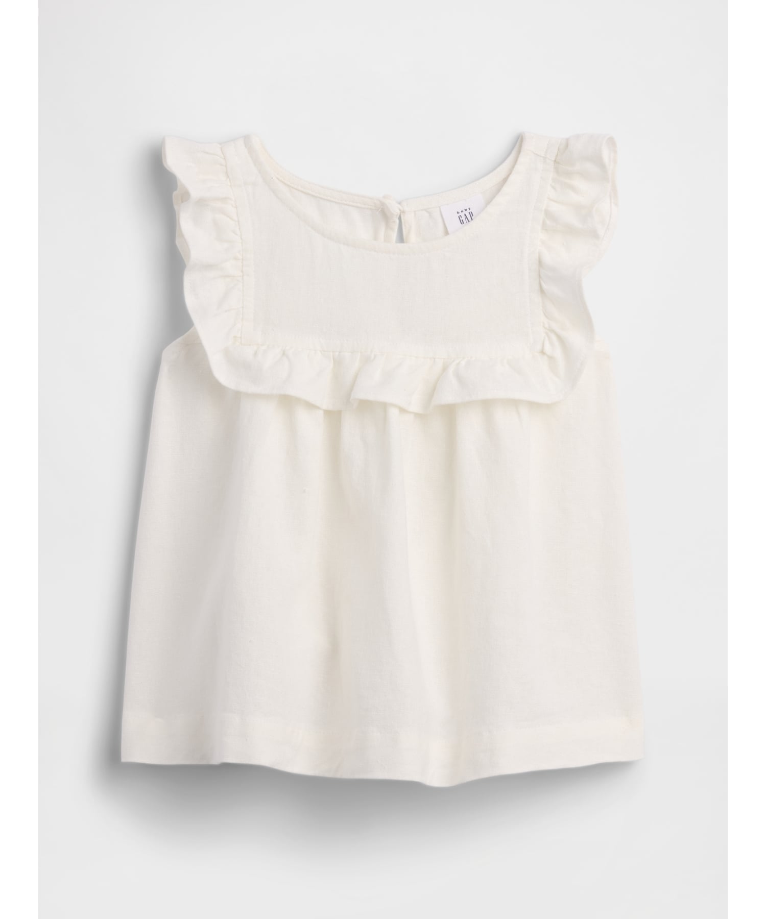(K)babyGap Топ с оборками из льняной смеси GAP, NEW_OFF_WHITE