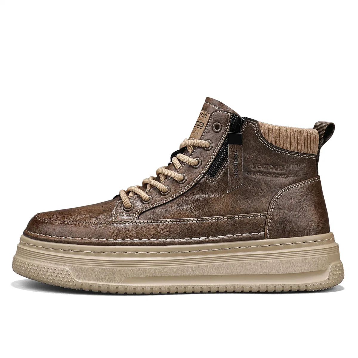 Ботинки рабочие из кожзама YEARCON Chestnut Brown