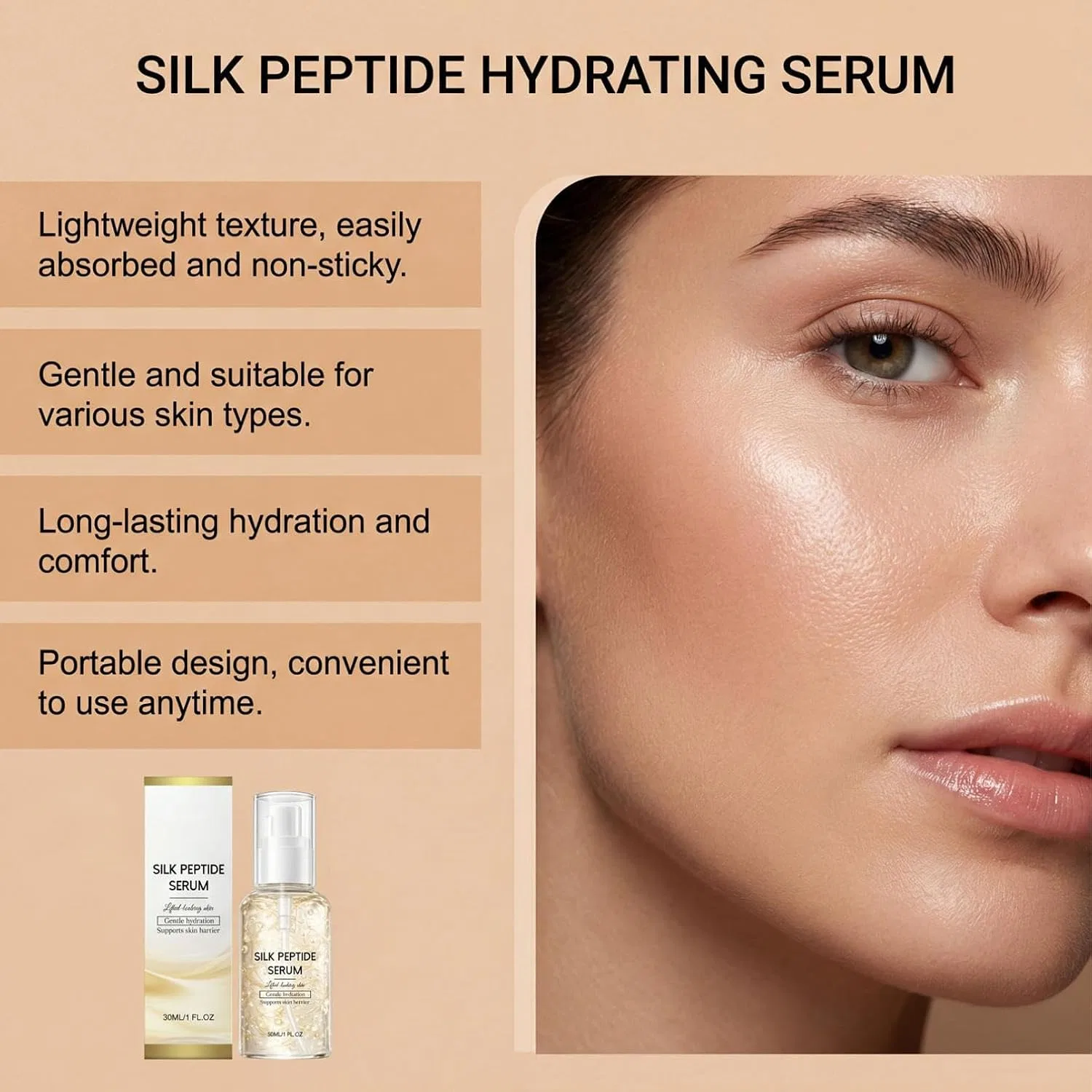 Сыворотка лифтинговая Silk Peptide Intensive Lifting Ampoule, vokkrv, 30 мл — фото 4