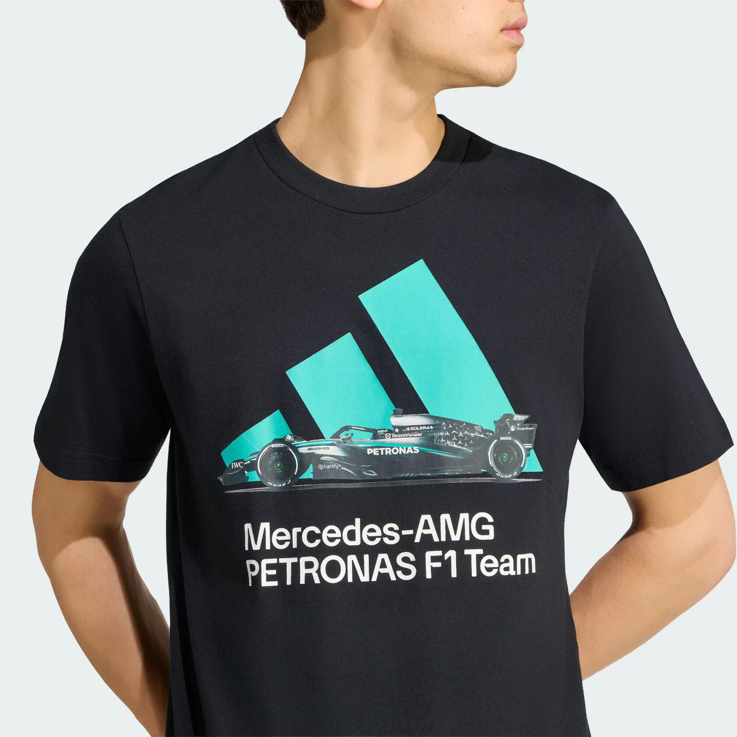 Мужская футболка с графикой Mercedes-AMG Petronas Formula 1 Team Adidas, Schwarz Turkis — фото 4