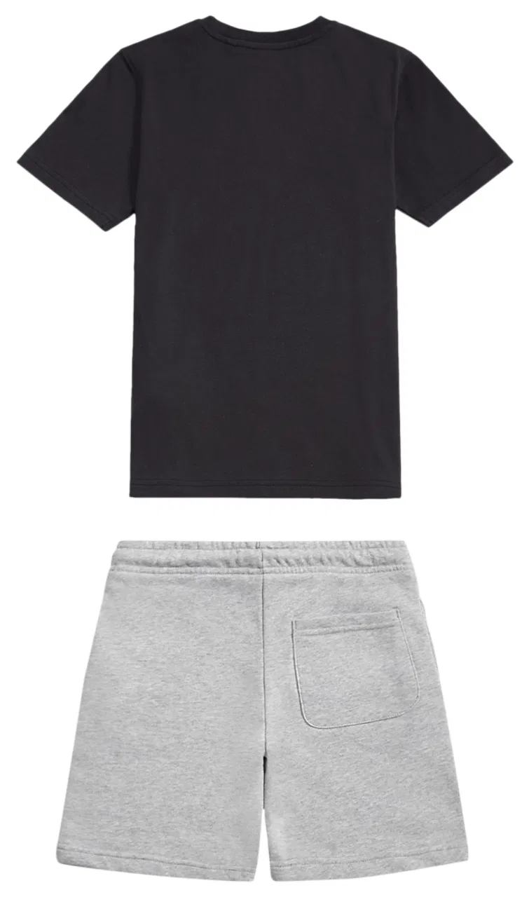 Детский комплект футболки и шорт с принтом Fish and Chips New Balance, Black/Gray — фото 2