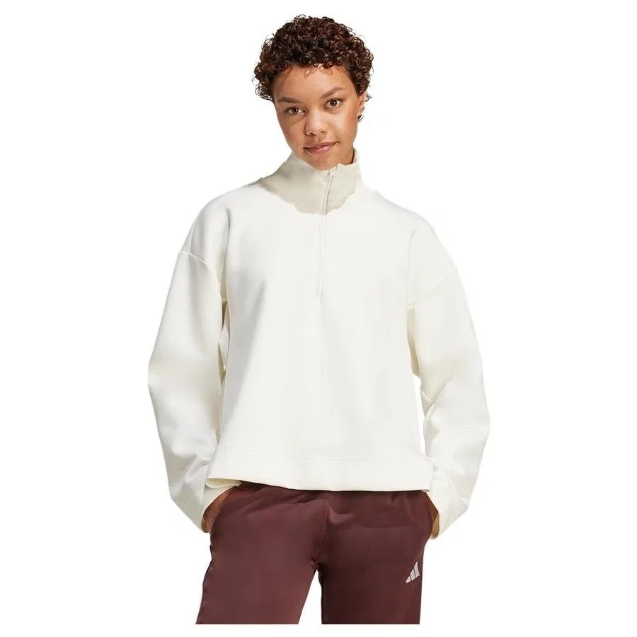 Женский свитшот с четвертью молнией, модель W ALL SZN SL QZ, adidas, Белый — фото 2