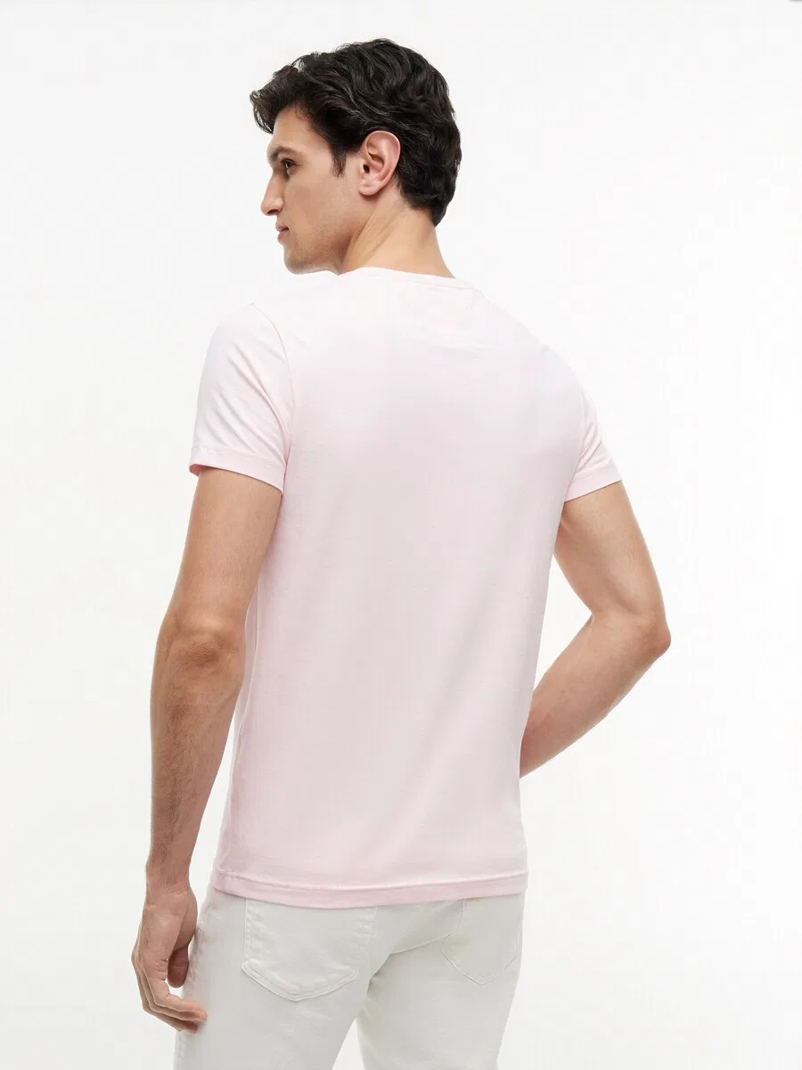 Рубашка TOMMY HILFIGER Slim fit 'Flag Embroidery Slim' в розовом цвете — фото 3
