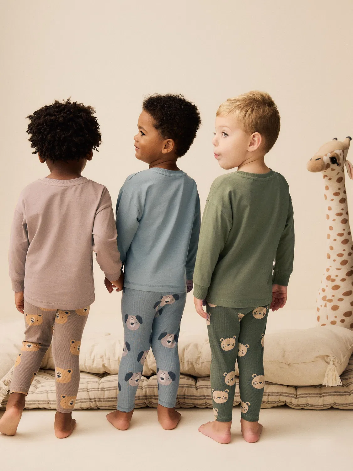 Пижама 3 шт. Snuggle Pyjamas Next, синий/коричневый/хаки — фото 3