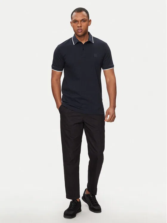 Поло slim fit Passertip Boss, темно-синий — фото 2