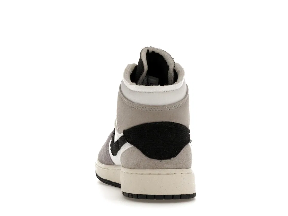 Детские кроссовки Lifestyle из текстурированных материалов Jordan 1 Mid SE Craft White Cement Grey Black GS, Cement Grey/Black/White/Tech Grey/Sail — фото 4
