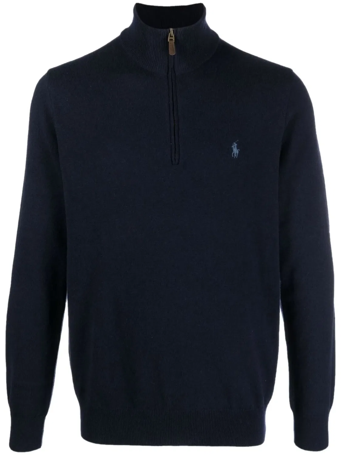 Свитер с полузастежкой и вышитым логотипом Polo Ralph Lauren, темно-синий