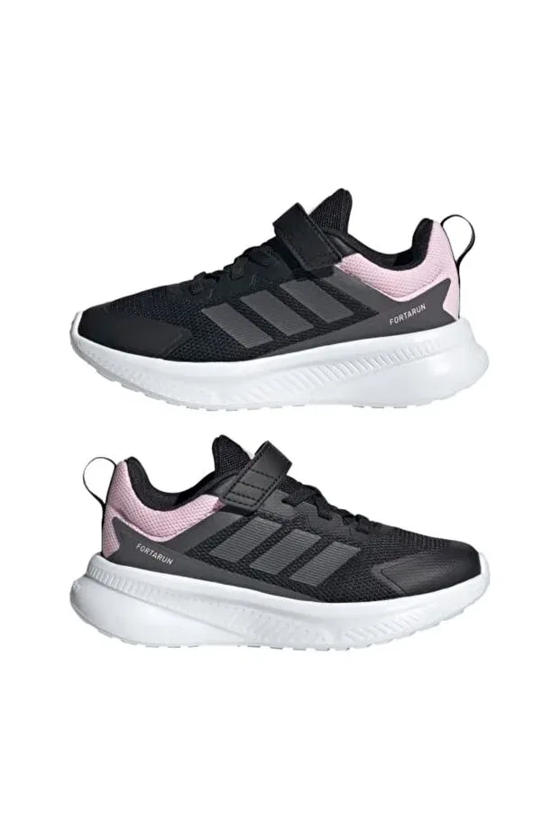 Детские спортивные кроссовки для девочек с липучкой Fortarun 4.0 EL C Adidas, Core Black-Grey Six