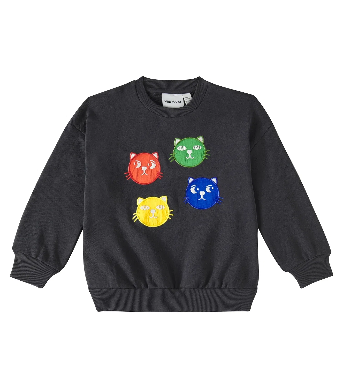 Толстовка хлопковая с вышивкой Cool Cats Mini Rodini, черный