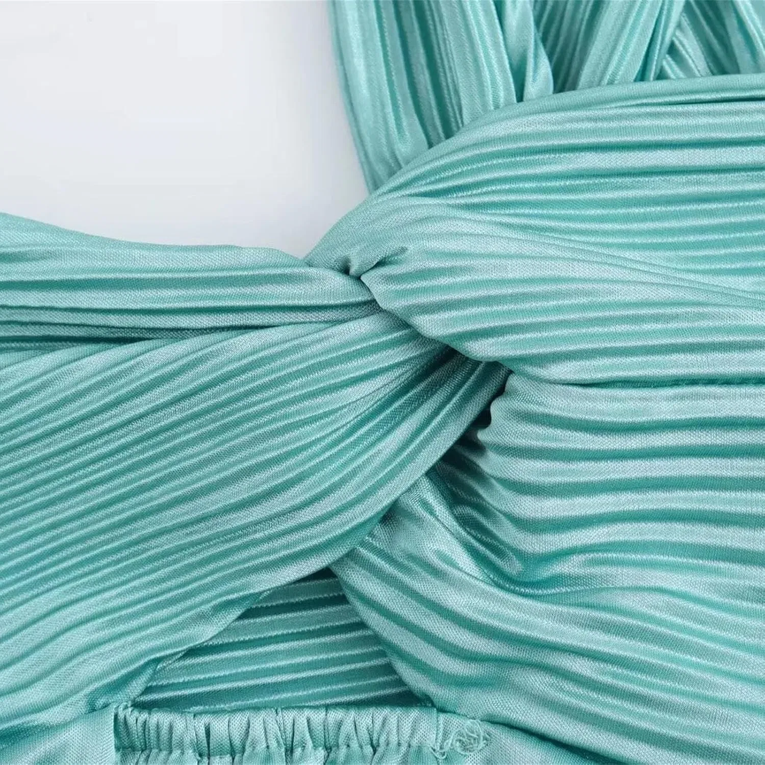 Женское повседневное платье с одним рукавом длины пол, Turquoise — фото 2