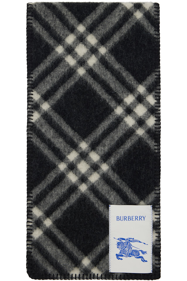 

Шерстяной шарф в клетку Burberry, черный