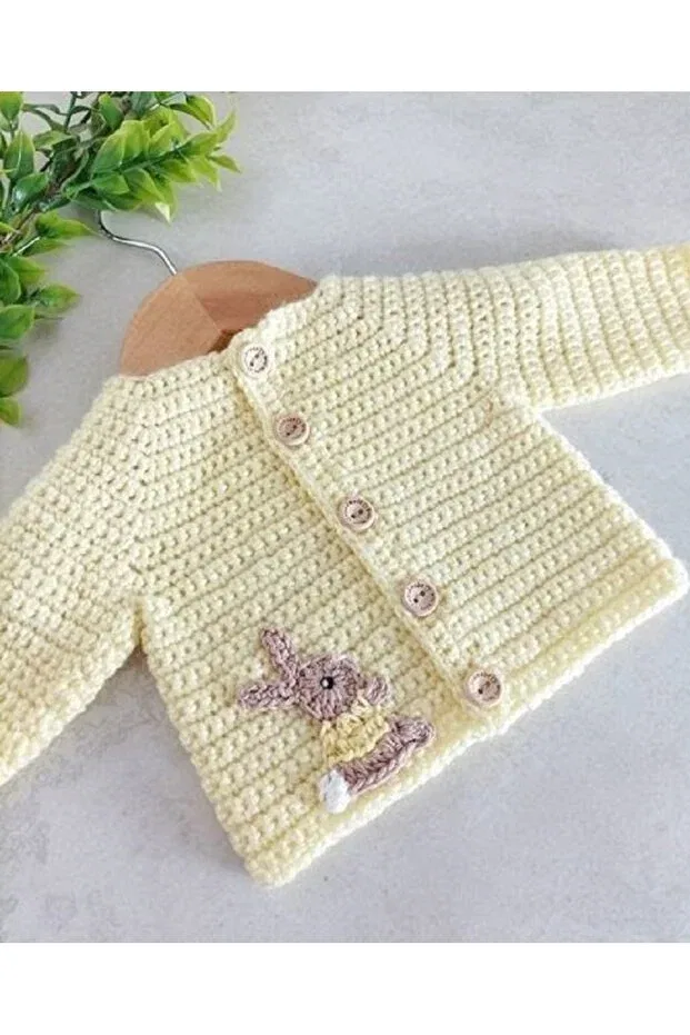 Детский кардиган с кроликом El Örgüsü, Nude Color