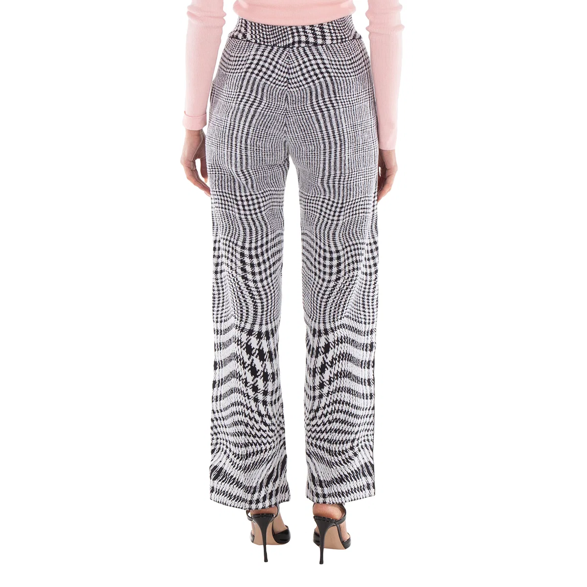 Брюки из шерстяной смеси с жаккардовым узором Warped Houndstooth Burberry, Monochrome Ip Pttn — фото 4