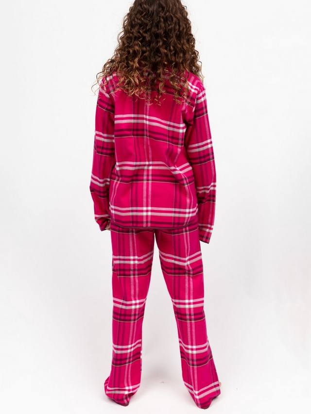 Детский пижамный комплект Isabella из хлопка в клетку Minijammies, Bright Pink — фото 3