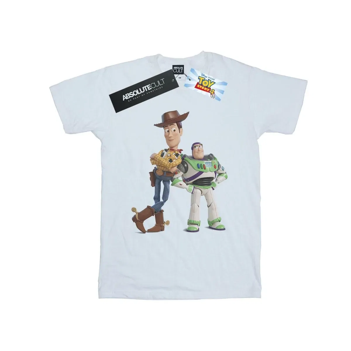 Детская хлопковая футболка с принтом Buzz Lightyear & Woody Toy Story, White