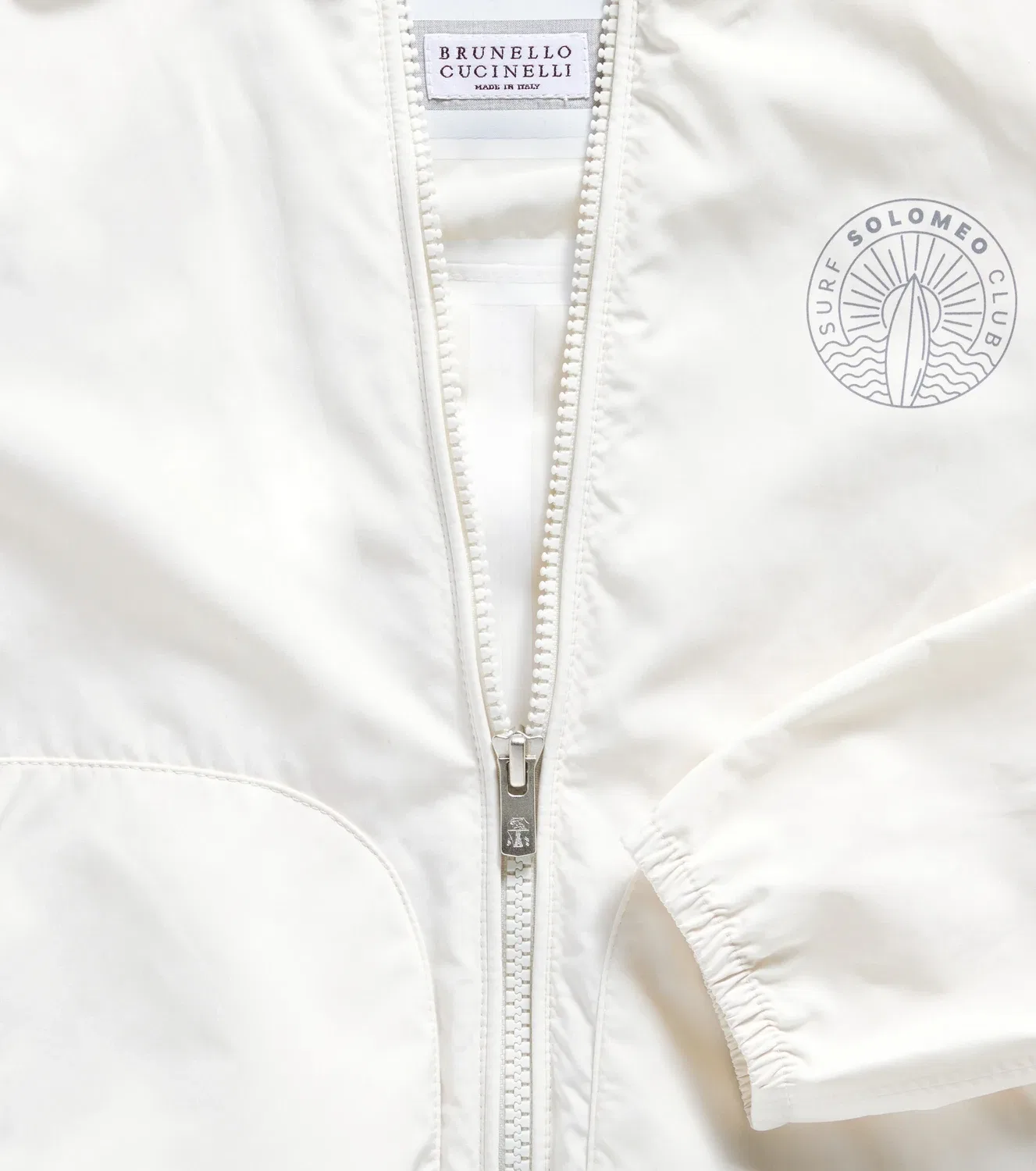 Легкая куртка с логотипом Brunello Cucinelli Kids, белый — фото 2