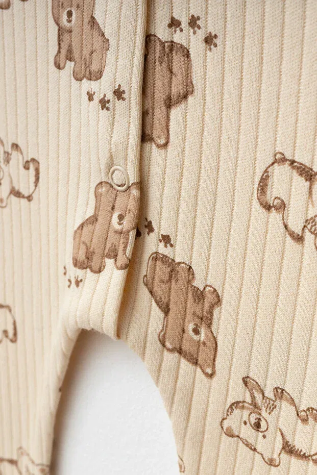 Детское боди-комбинезон хлопковый без манжет Yukobaby Bebeğiniz Için En Doğalı, Beige — фото 3