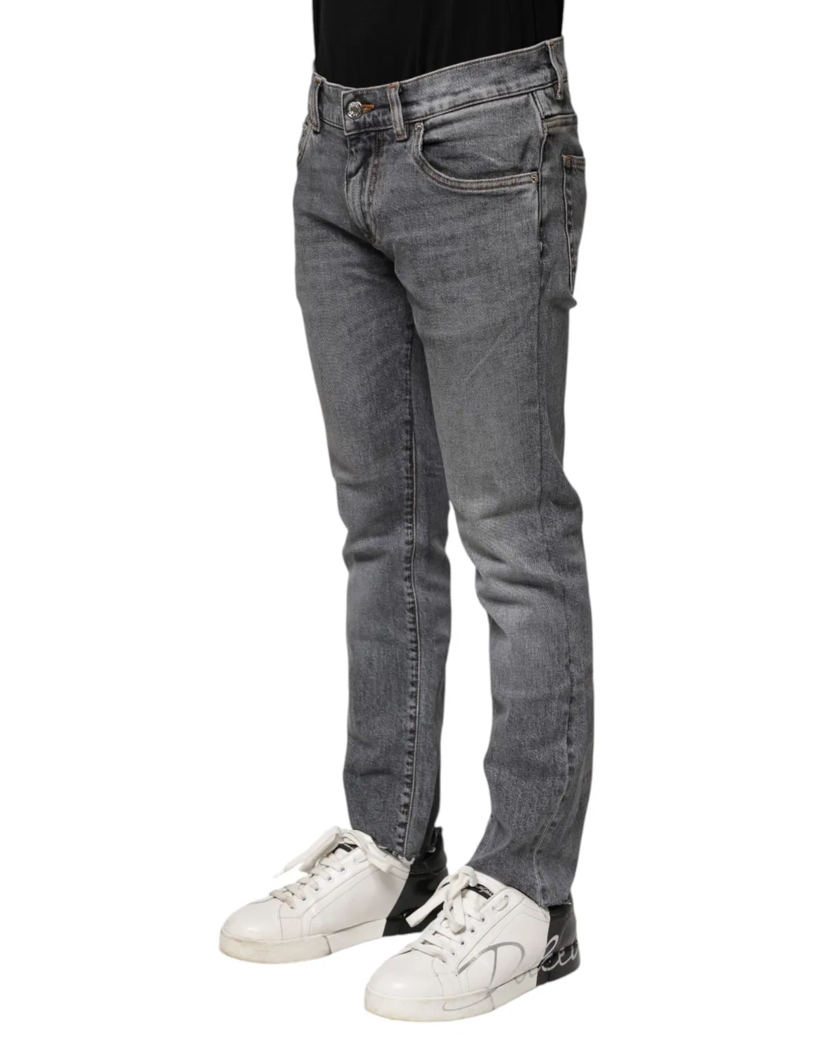 Мужские джинсы-скинни с логотипом Gray Cotton Skinny Dolce & Gabbana, Gray — фото 4