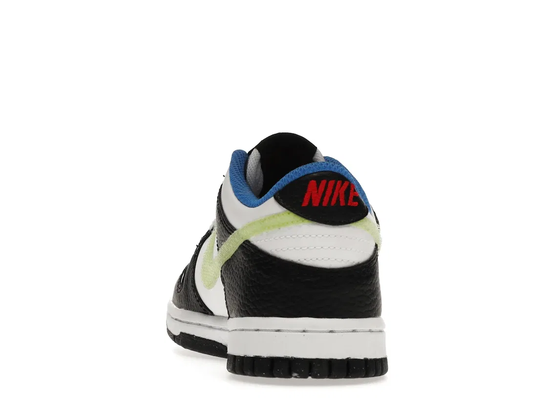 Детские кроссовки с перфорированным носком Nike Dunk Low Nike, White/Black/Signal Blue/Light Lemon Twist — фото 4