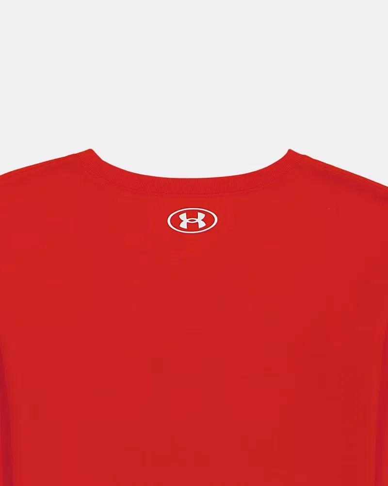 Детский лонгслив с влагоотводящей быстросохнущей тканью UA Varsity UnderArmour, Anthem Red/Apex Pink — фото 4