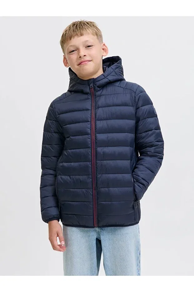 Детское пуховое пальто для девочек с капюшоном Jack & Jones, Navy Blue