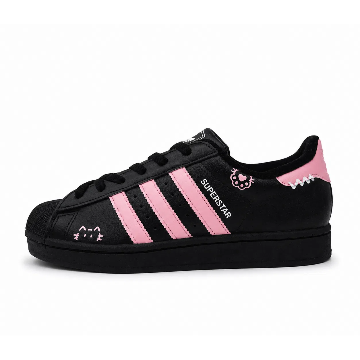 Детские кроссовки с ручной росписью, модель Superstar 2 Mimi Tuan Tuan, Adidas Originals, Black — фото 3