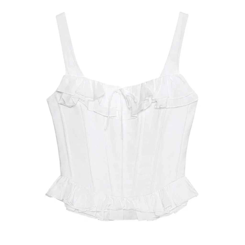 Женский топ без рукавов с приталенной талией, ZARA, White