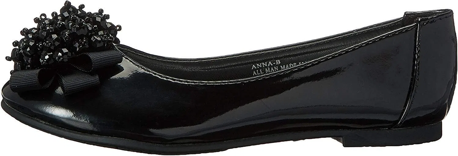 Детские балетки для девочек с жемчужным бантом Swea Pea & Lilli, Black Patent