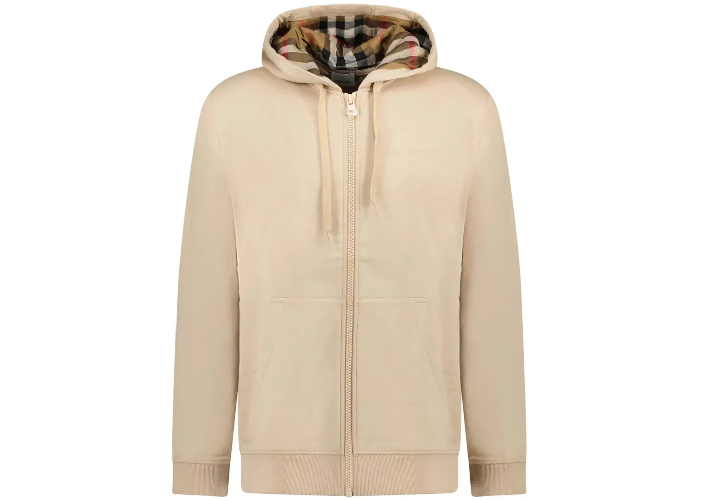 Мужская худи с вышивкой логотипа и клетчатым узором Hove Burberry, Soft Fawn