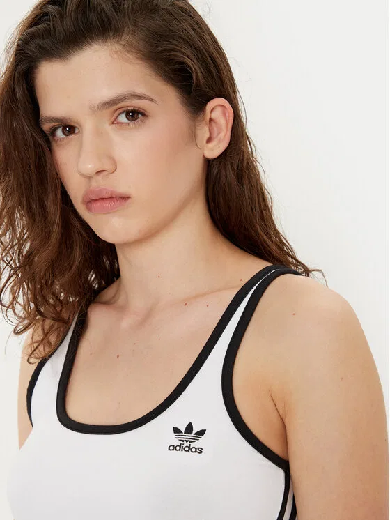 Топ slim fit adicolor 3-Stripes Adidas, белый — фото 4