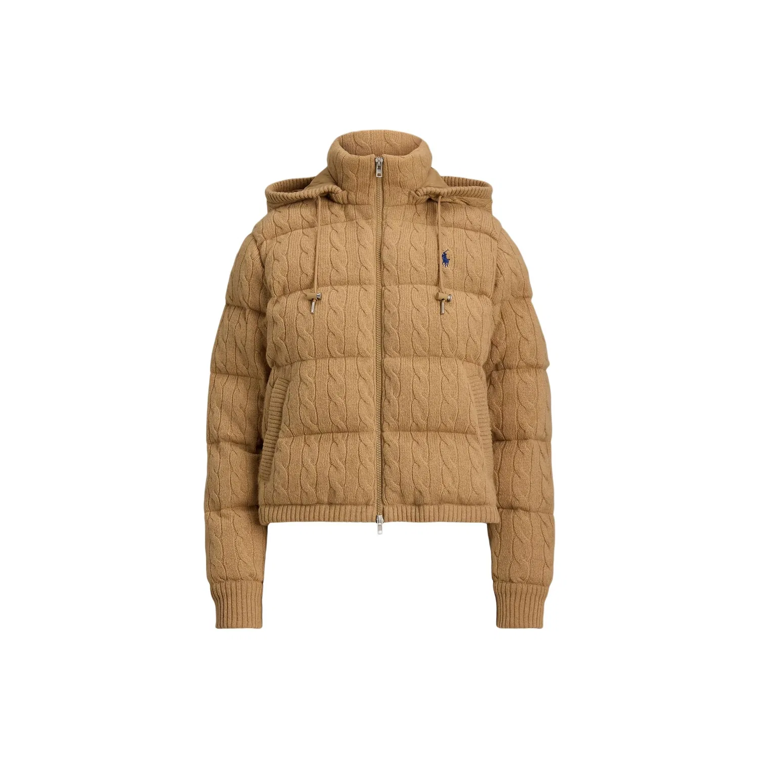 Женское стеганое пальто с кабельным вязанием Polo Ralph Lauren, Camel Mixed Color
