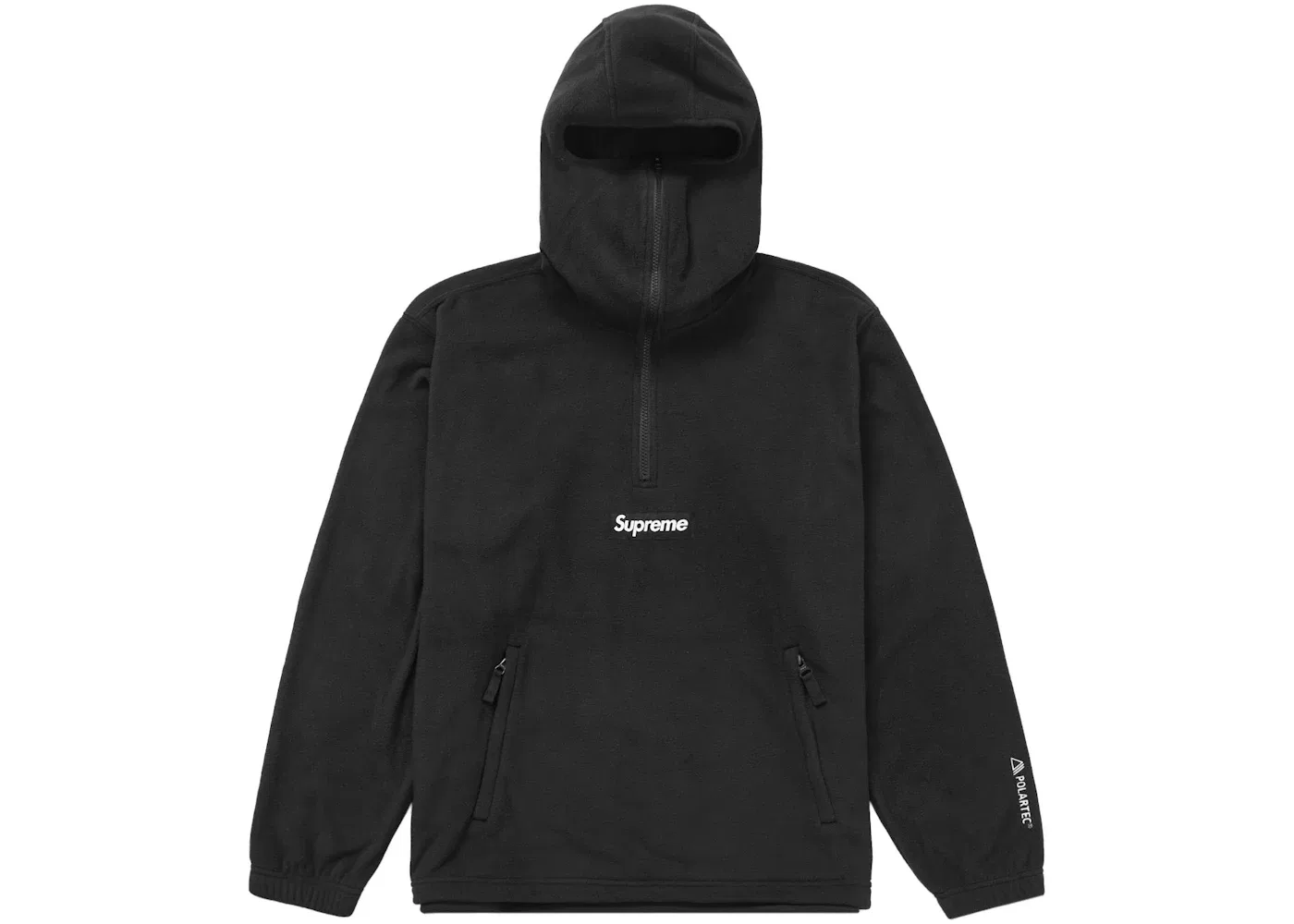 Мужская худи полартек с половинной молнией и встроенной маской Supreme, Black