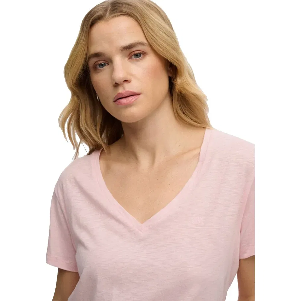 Футболка с коротким рукавом Superdry Studios Slub Embroidered Vee Superdry, розовый — фото 4