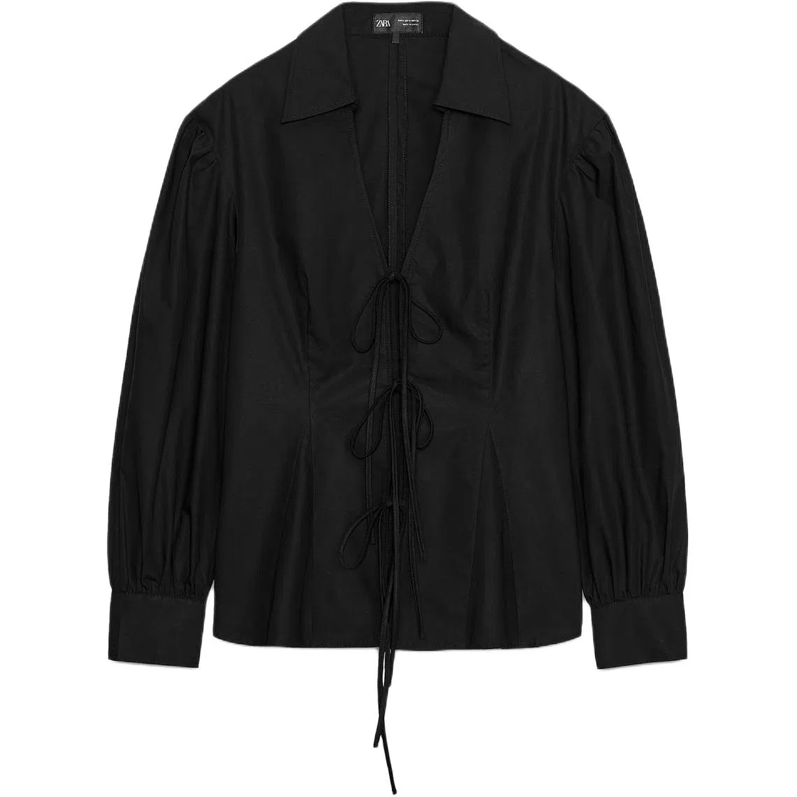 Женская рубашка с лацканами ZW Shirts, ZARA, Black