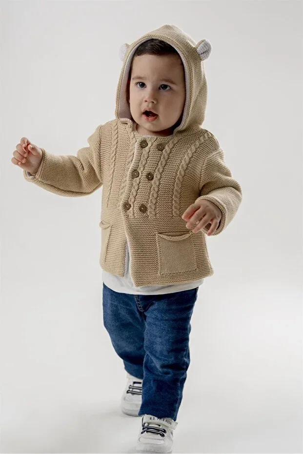 Детский кардиган с косами без рукавов Minora, Beige