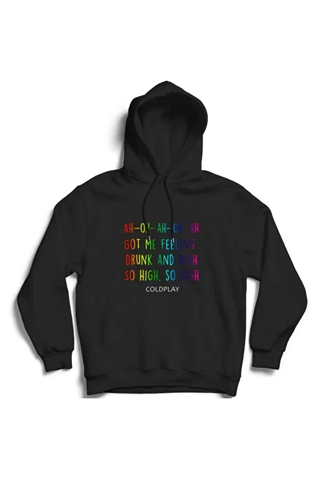 Детское худи с принтом Coldplay, so high so high, rock metal music band The Fame, Black