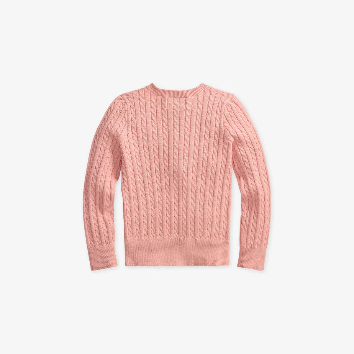 Детский хлопковый кардиган крупной вязки с вышитым логотипом Polo Ralph Lauren, розовый — фото 2