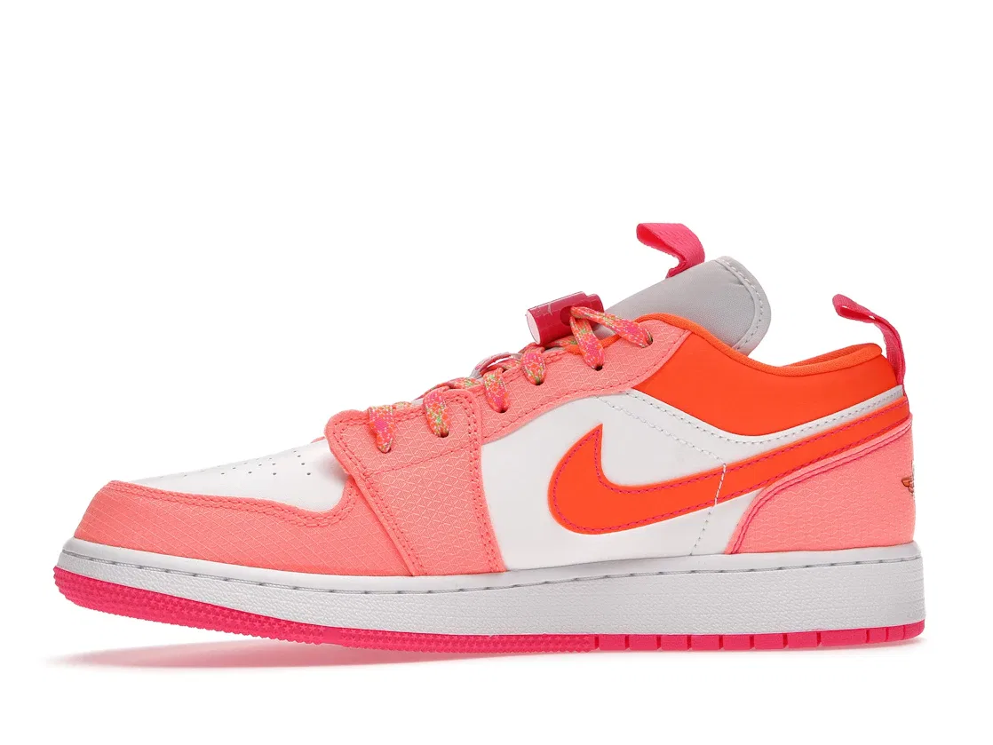 Детские кроссовки Lifestyle с системой фиксации Jordan 1 Low Utility Jordan, White/Orange/Pink — фото 3