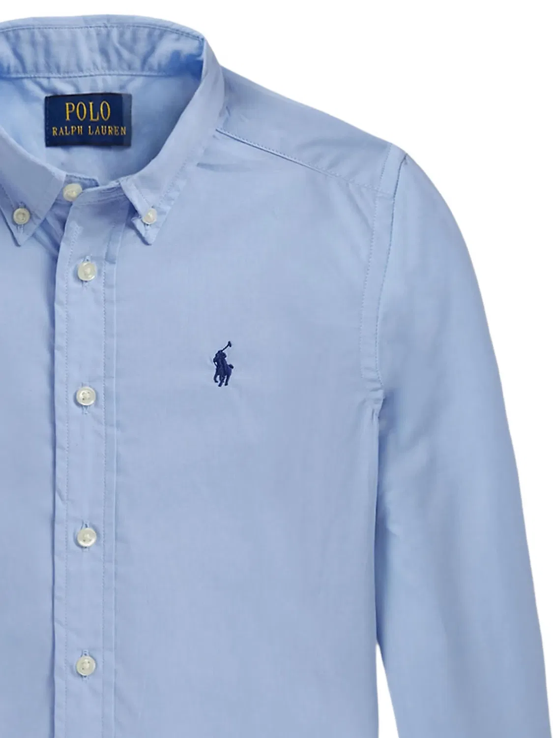 Синяя хлопковая рубашка Polo Ralph Lauren, синий — фото 3