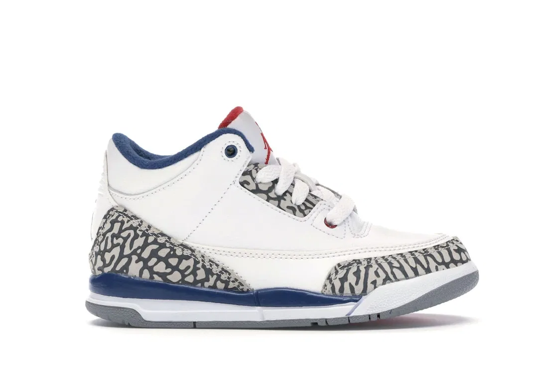 Детские кроссовки Lifestyle с принтом Jordan 3 Retro Jordan, White/Varsity Red-True Blue
