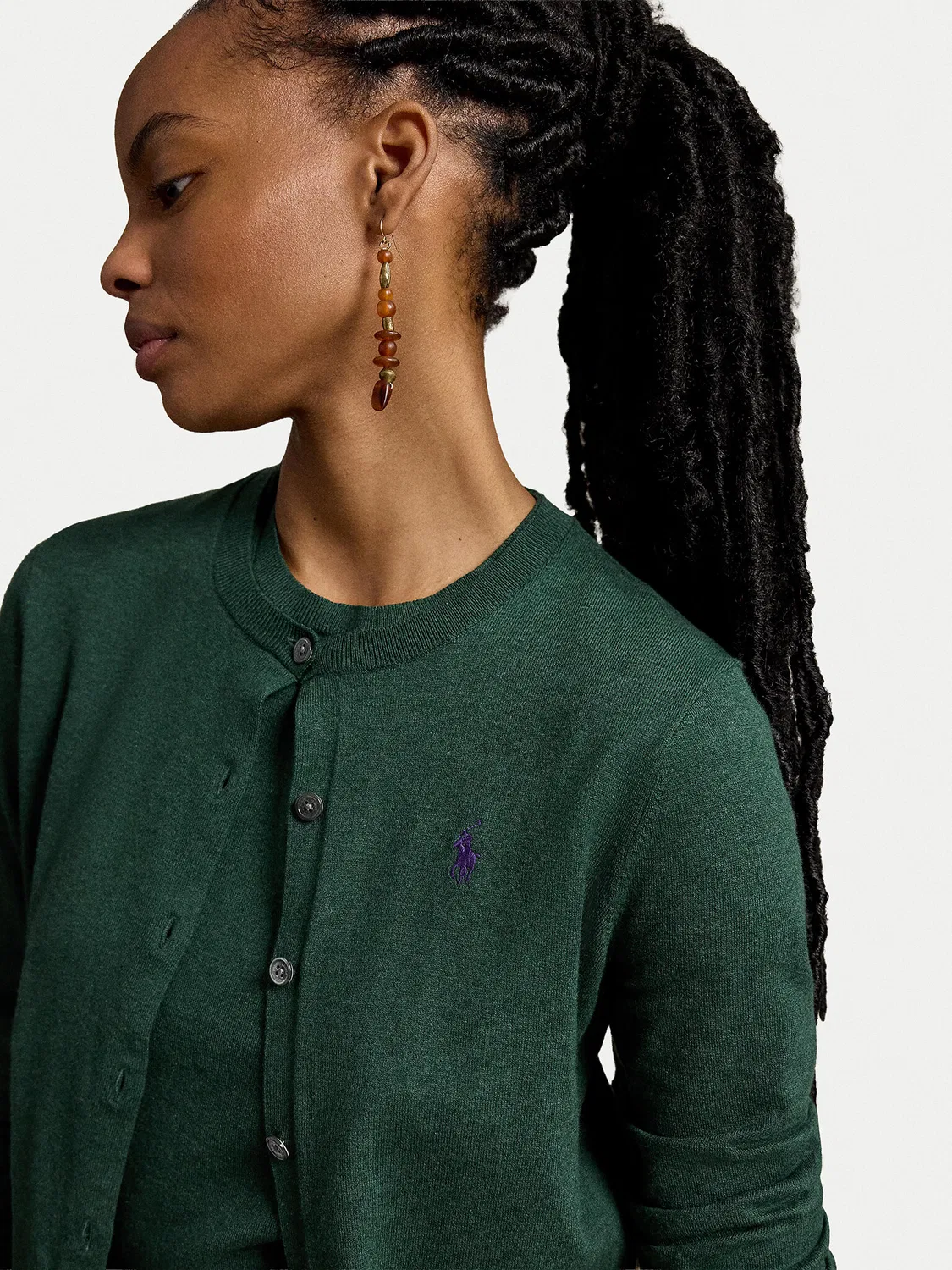 Женский кардиган стандартного кроя Polo Ralph Lauren, зеленый — фото 4