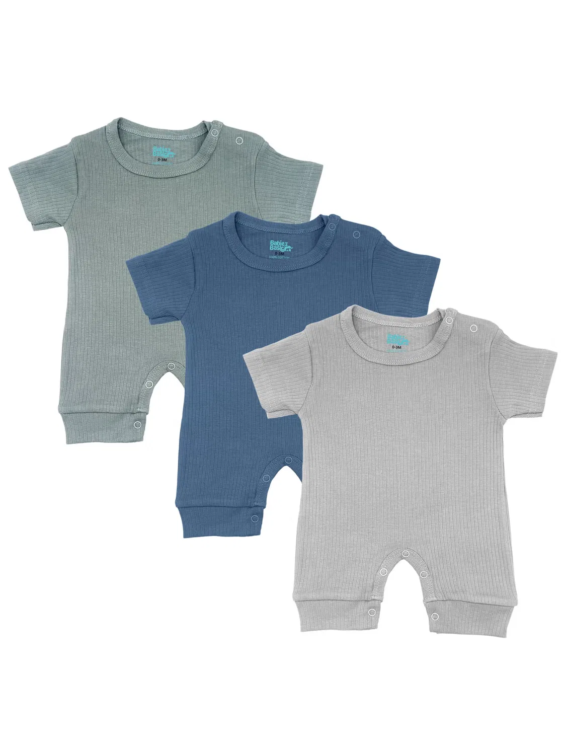 Боди-комбинезон с коротким рукавом из рубчика Babies Basic, синий
