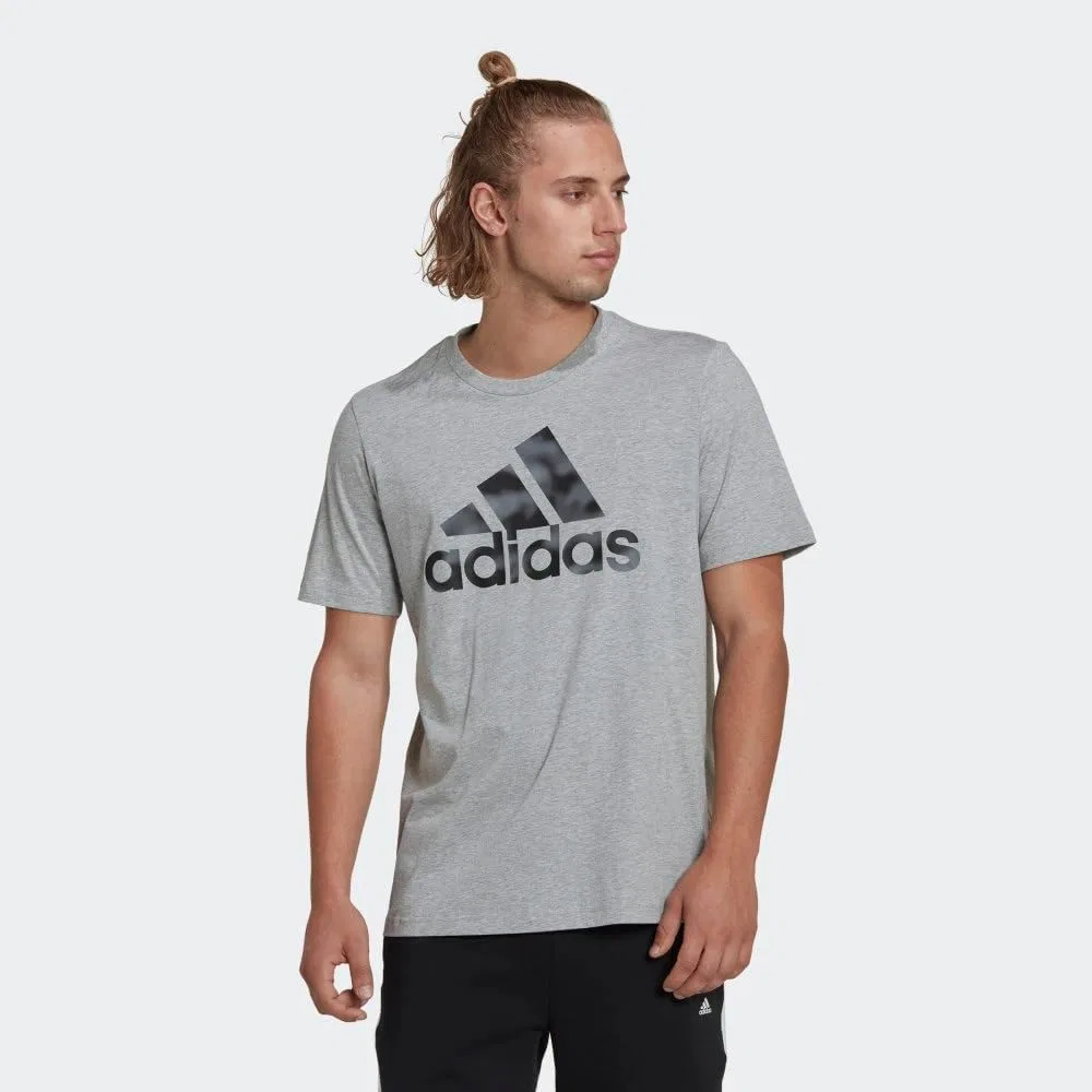 Мужская футболка с камуфляжным принтом adidas, Medium Grey Heather — фото 2