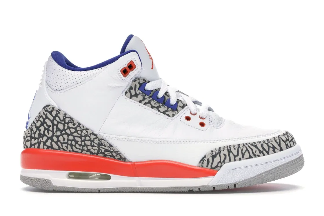 Детские кроссовки с принтом слоновой кости Jordan 3 Retro Jordan, White/Old Royal-University Orange-Tech Grey