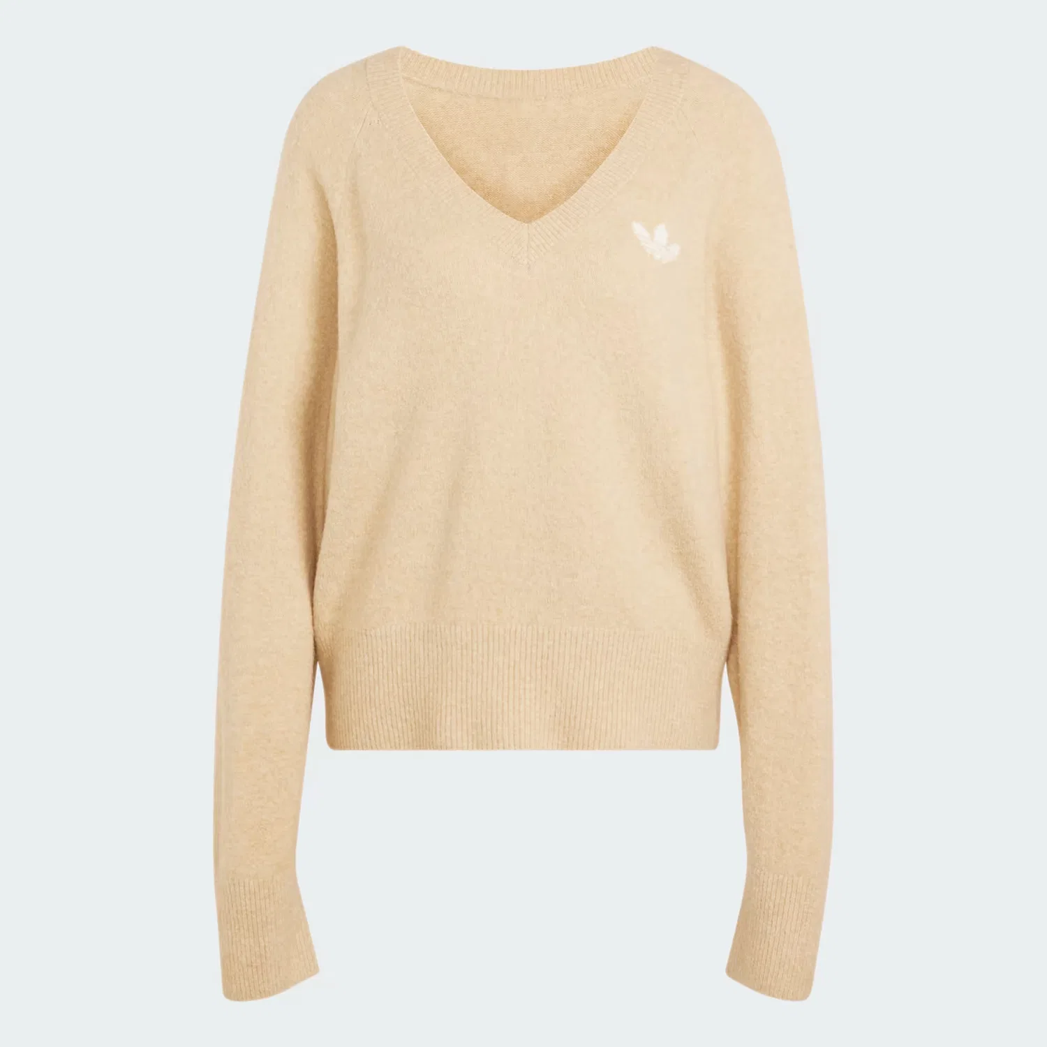 Женский свитшот с V-образным вырезом Essentials Knit V-Neck Sweatshirt Adidas Originals, хаки — фото 3