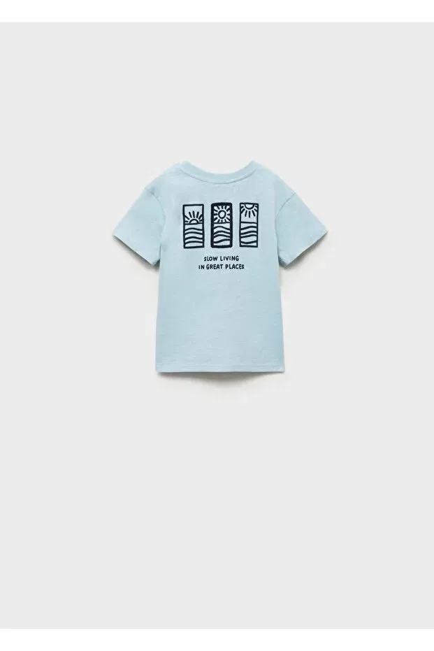 Детская футболка с принтом Mango Baby, Sky Blue — фото 2