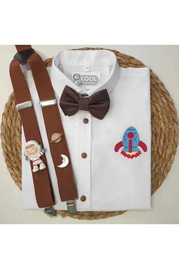 Детская рубашка для мальчиков с длинным рукавом Space Concept Sling Bow Tie Cool Partyshop, Brown
