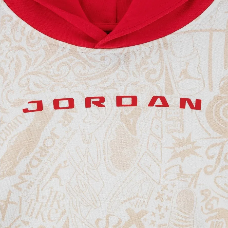 Детский свитшот с капюшоном Jordan JDB MJ BRK LSR PO Hoodie Nike, Красно-экрю — фото 3