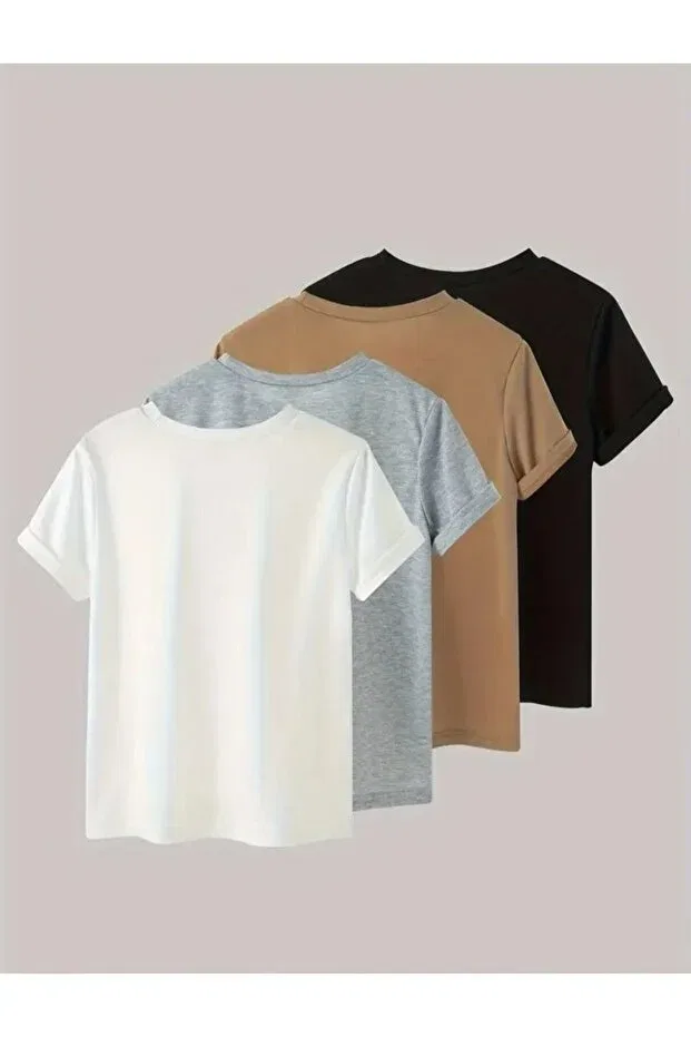 Детский комплект футболок оверсайз с принтом Elan Wear, Brown + Gray + Black + White — фото 2