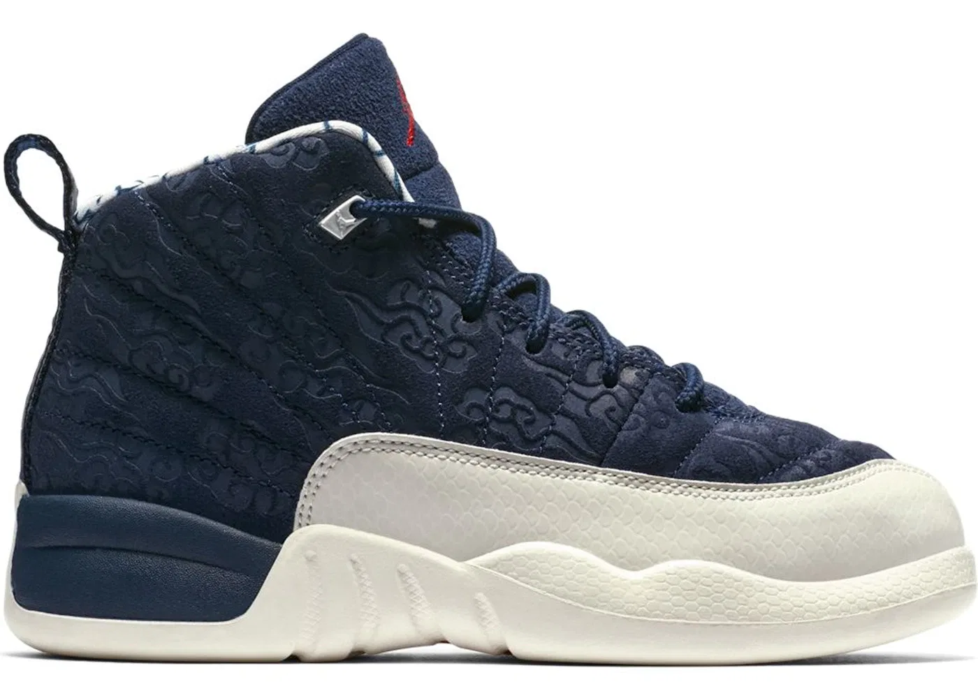 Детские кроссовки с ретро-дизайном Jordan 12 Retro Jordan, College Navy/University Red-Sail